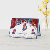 Rote Rose-Blume der amerikanischen Flagge Karte (Gelbe Blume)