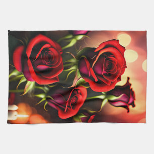 Rote Rose Blume Digitales Kunstwerk-58567 Geschirrtuch