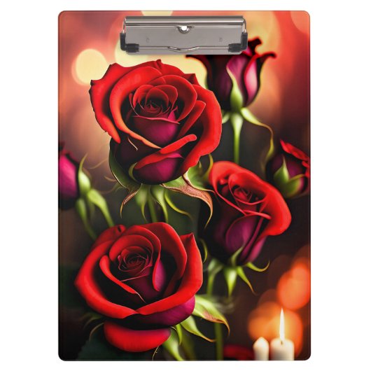 Rote Rose Blume Digitales Kunstwerk-58567 Klemmbrett (Vorderseite)