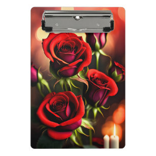 Rote Rose Blume Digitales Kunstwerk-58567 Mini Klemmbrett