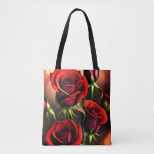 Rote Rose Blume Digitales Kunstwerk-58567 Tasche