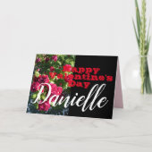Rote Rose Blume glücklich Valentinstag Frauen Name Karte (Vorderseite)