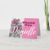 Rote Rose Blume Glückliche Frauen Name Danke Karte (Vorderseite)