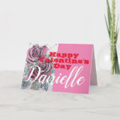 Rote Rose Blume Glückliche Valentinstag Frauen Nam Karte (Vorderseite)