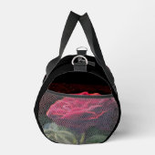 Rote Rose Blume Grüne Schwarze Kunst Blume Duffle Bag (Rechts)