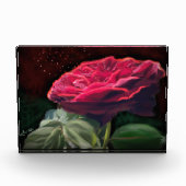 Rote Rose Blume Grüne Schwarze Kunst Blume Fotoblock (Vorderseite)