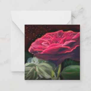 Rote Rose Blume Grüne Schwarze Kunst Blume Mitteilungskarte