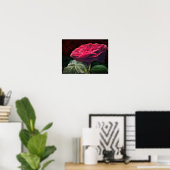 Rote Rose Blume Grüne Schwarze Kunst Blume Poster (Heimbüro)