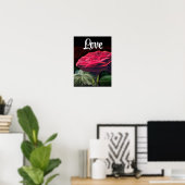 Rote Rose Blume Grüne Schwarze Kunst Blume Poster (Heimbüro)