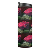 Rote Rose Blume Grüne Schwarze Kunst Blume Thermosbecher (Nach rechts gedreht)