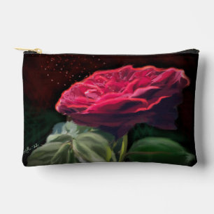 Rote Rose Blume Grüne Schwarze Kunst Blume Zubehörtasche