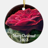 Rote Rose Blume Grüne Schwarze Kunst Keramik Ornament (Vorne)