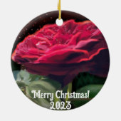 Rote Rose Blume Grüne Schwarze Kunst Keramik Ornament (Hinten)