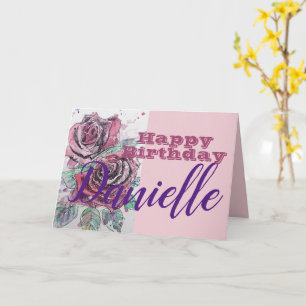 Rote Rose Blume Happy Birthday Frauen Name Card Karte