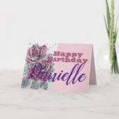Rote Rose Blume Happy Birthday Frauen Name Card Karte (Vorderseite)