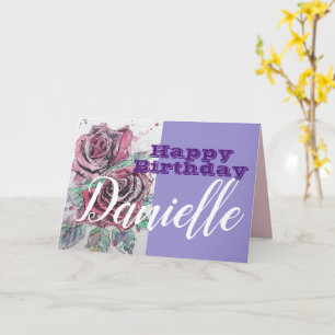 Rote Rose Blume Happy Birthday Frauen Name Card Karte