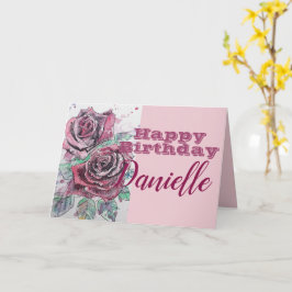 Rote Rose Blume Happy Birthday Frauen Name Card Karte