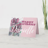 Rote Rose Blume Happy Birthday Frauen Name Card Karte (Vorderseite)