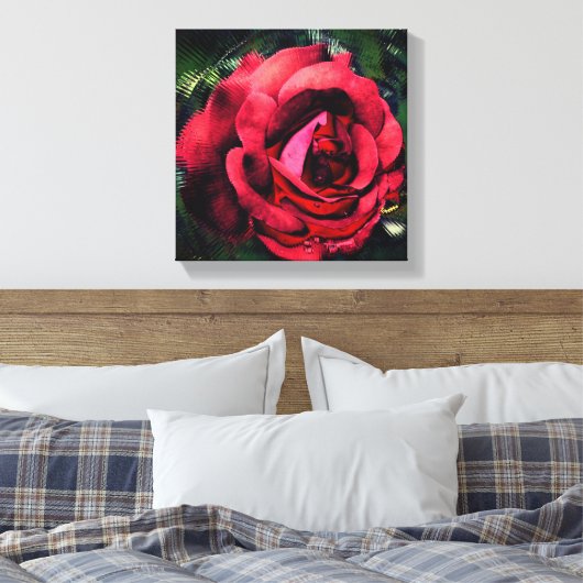 Rote Rose Blume im Blut Abstrakt Leinwanddruck (Insitu (Schlafzimmer))