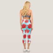Rote Rose Blume Kunst Capri Leggings (Rückseite)