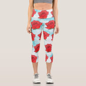 Rote Rose Blume Kunst Capri Leggings (Vorderseite)