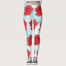 Rote Rose Blume Kunst Leggings
