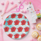 Rote Rose Blume Kunst Pappteller (Party)