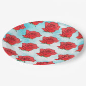 Rote Rose Blume Kunst Pappteller (Schrägansicht)