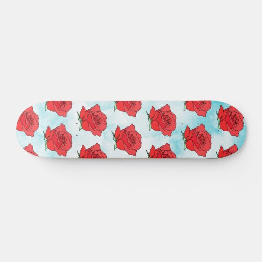 Rote Rose Blume Kunst Skateboard (Horizontal)