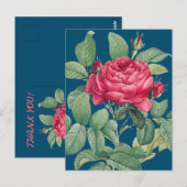 Rote Rose Blume mit grünen Blätter DANKE Postkarte (Vorne/Hinten)