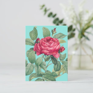 Rote Rose Blume mit grünen Blätter DANKE Postkarte