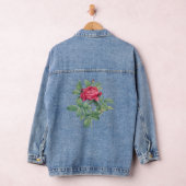 Rote Rose Blume mit grünen Blätter Jeansjacke (Hangar)