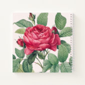 Rote Rose Blume mit grünen Blätter Notizblock (Rückseite)