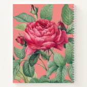 Rote Rose Blume mit Monogramm der grünen Blätter Notizblock (Rückseite)