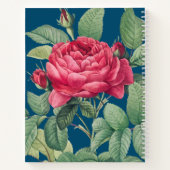 Rote Rose Blume mit Monogramm der grünen Blätter Notizblock (Rückseite)