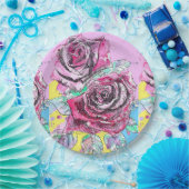 Rote Rose Blume Muster Art Party Tafel Pappteller (Party)