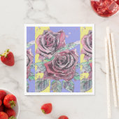 Rote Rose Blume Muster Lila Paper Party Serviette (Beispiel)