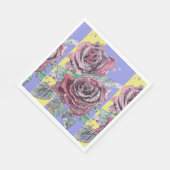 Rote Rose Blume Muster Lila Paper Party Serviette (Ecke)