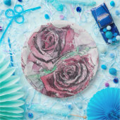 Rote Rose Blume Musterpapierplatte Party Pappteller (Party)