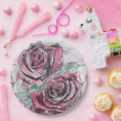 Rote Rose Blume Musterpapierplatte Party Pappteller (Party)