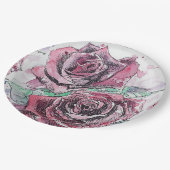 Rote Rose Blume Musterpapierplatte Party Pappteller (Schrägansicht)