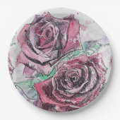 Rote Rose Blume Musterpapierplatte Party Pappteller (Vorderseite)