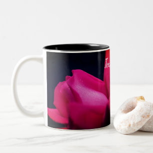 Rote Rose Blume Nah Personalisiert Zweifarbige Tasse