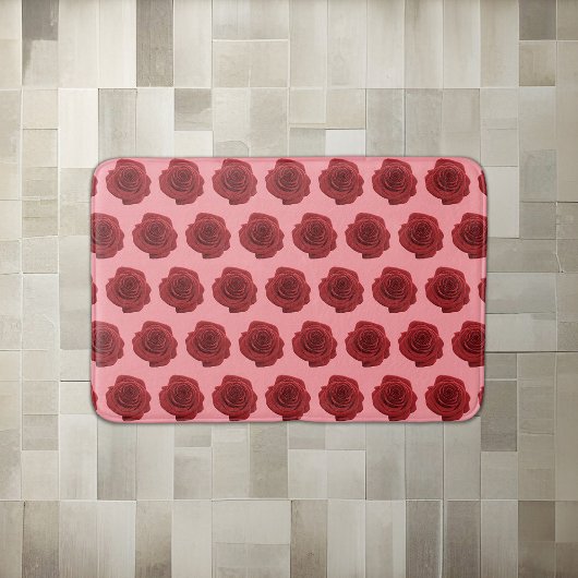 Rote Rose Blume Nahtlos auf Bath Mat Badematte