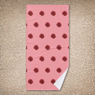 Rote Rose Blume Nahtloses Muster auf Badetuch Badehandtuch