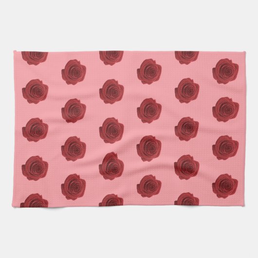 Rote Rose Blume Nahtloses Muster auf Küchentüchern Geschirrtuch (Horizontal)