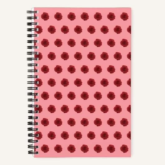 Rote Rose Blume Nahtloses Muster auf Notebook Notizblock (Vorderseite)