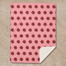 Rote Rose Blume Nahtloses Muster auf Sherpa Blanke Sherpadecke