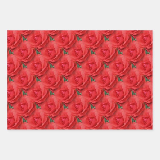 rote Rose Blume Naturmuster Geschenkpapier Set (Vorderseite)