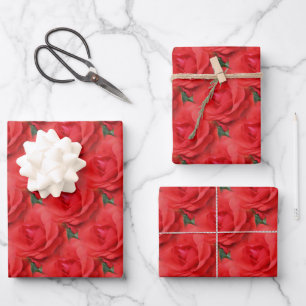 rote Rose Blume Naturmuster  Geschenkpapier Set
